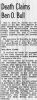 Obituary - Bernhardt Otto Bull - Kenosha Evening News, 15 Feb 1947