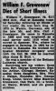 Obituary - William F Grenenow - Kenosha News
