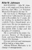 Obituary for Allie W. Johnson from Times-Advocate (Escondido, California) on Thursday, 8 May 1986, page 30.